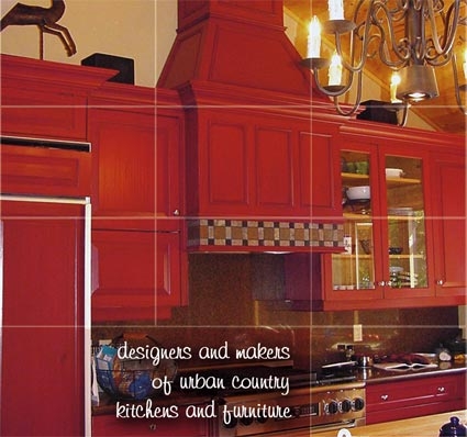 red stained kitchen cabinets in a Muskoka cottage